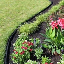 Rubberific 4-ft Black Rubber Landscape Edging Section -Cheap Landscaping Store 03604466