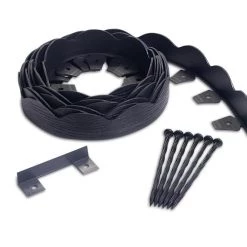 EasyFlex 2.5 in. x 20 ft. Scallop Black Woodgrain No-Dig Edging Kit