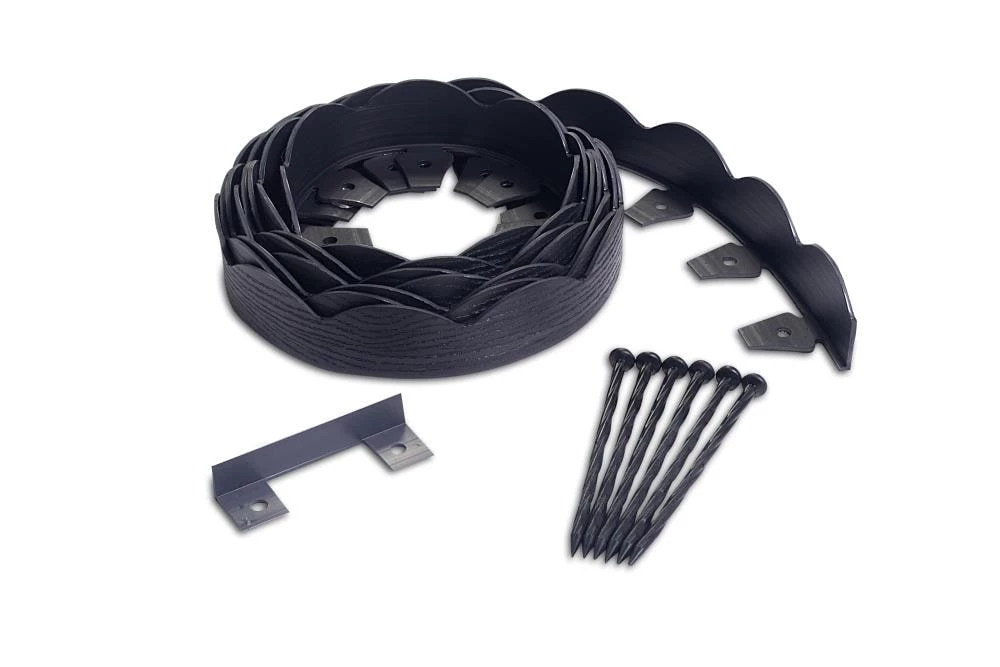 EasyFlex 2.5 in. x 20 ft. Scallop Black Woodgrain No-Dig Edging Kit 1 EasyFlex 2.5 in. x 20 ft. Scallop Black Woodgrain No-Dig Edging Kit